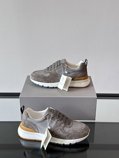 Мужские комбинированные кроссовки Brunello Cucinelli   