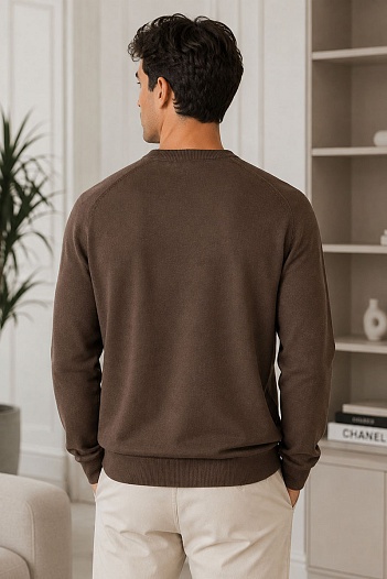 Мужской джемпер Tommy Hilfiger logo-embroidered - Brown   