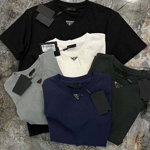 Мужская футболка Prada logo-plaque - Black   