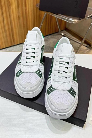 Кожаные кроссовки Valentino low-top - White / Green   