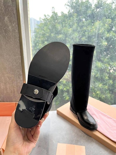 Женские чёрные сапоги MIU MIU Premium   