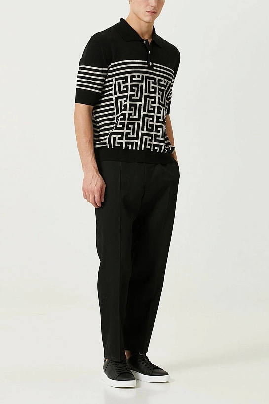 Вязанное поло Balmain monogram-pattern