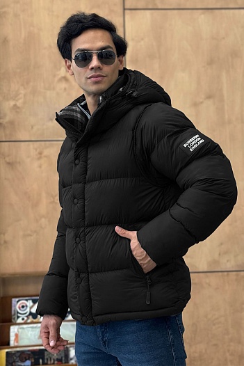 Чёрная куртка со съёмными рукавами Burberry Lockwell logo-patch   