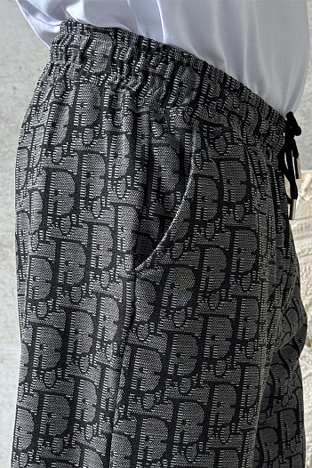 Мужские шорты Dior Oblique - Grey / Black   