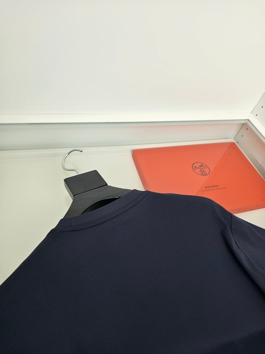 Мужская тёмно-синяя футболка Hermes premium