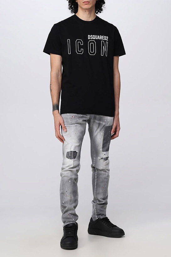 Мужская чёрная футболка Dsquared2 "ICON"