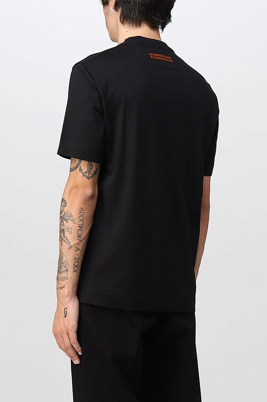 Мужская чёрная футболка Zegna logo-print