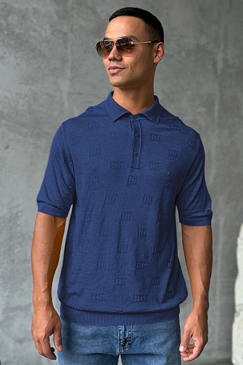 Мужское поло Dolce & Gabbana monogram all-over - Navy   