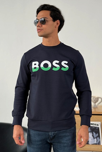 Тёмно-синий свитшот Hugo Boss Salbo 1 Logo-print   