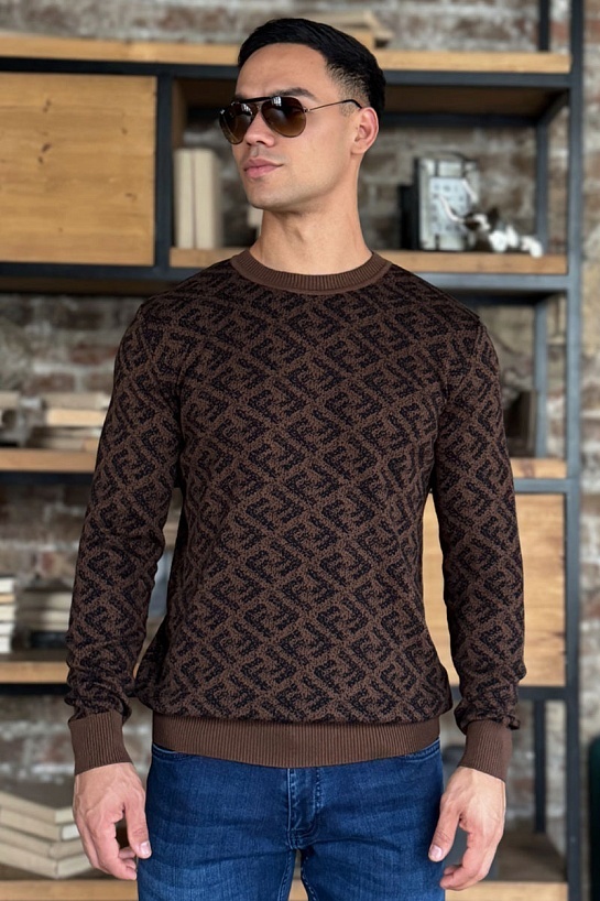 Мужской джемпер Fendi Jacquard FF - Brown