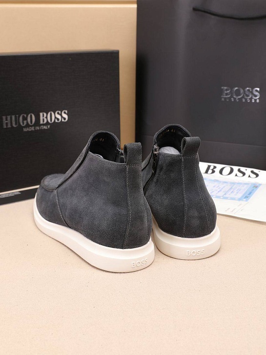 Замшевые лоферы с мехом Hugo Boss high-top - Grey