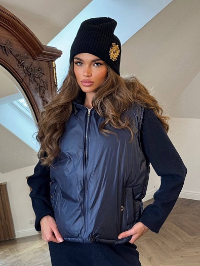 Женская шапка со съемной брошью Schiaparelli Premium - Black   