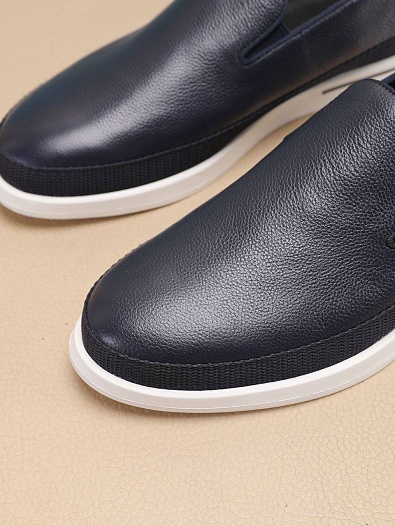 Мужские кожаные слипоны Prada Saint Tropez - Navy / White   