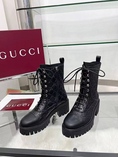 Женские кожаные ботинки Gucci Double G   