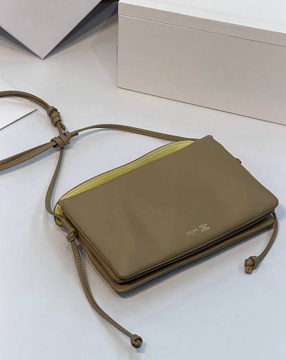 Кожаная сумка Celine Trio Flap premium 22.5x13x3.5 см   