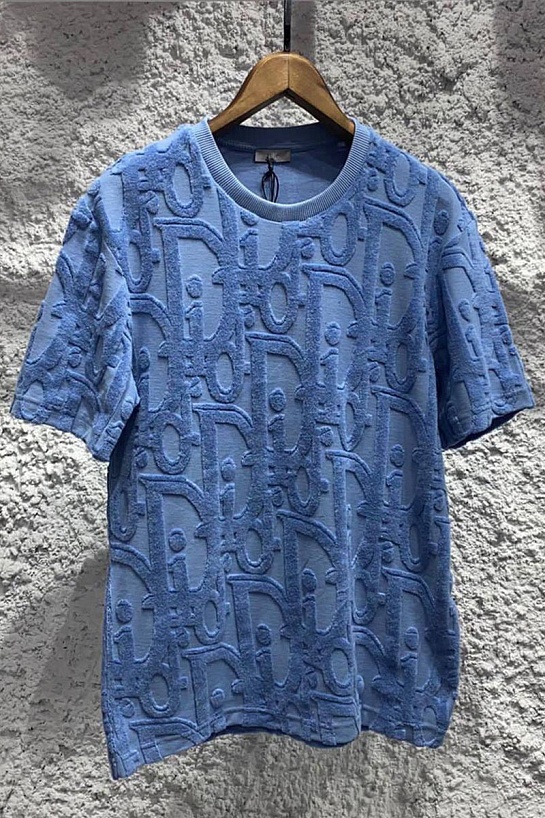 Мужская оверсайз футболка Dior голубого цвета