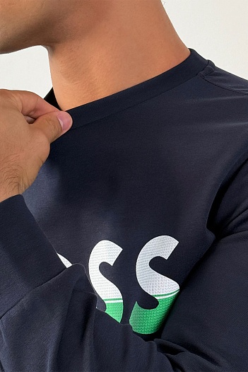 Тёмно-синий свитшот Hugo Boss Salbo 1 Logo-print   
