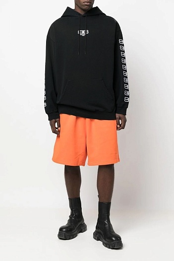 Мужское чёрное худи Balenciaga BB logo-print   