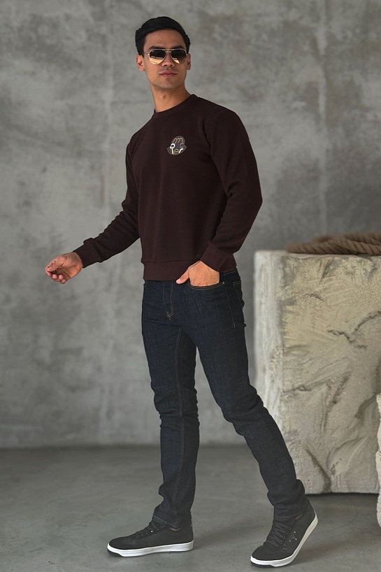 Мужской свитшот Moncler logo-patch - Brown