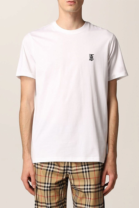 Белая оверсайз футболка Burberry TB logo-embroidered
