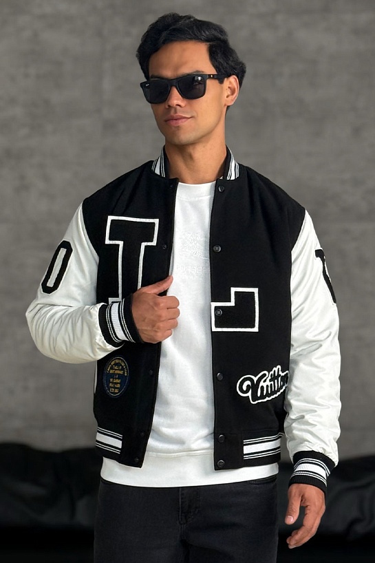 Мужской чёрный бомбер Louis Vuitton Baseball multi-patch