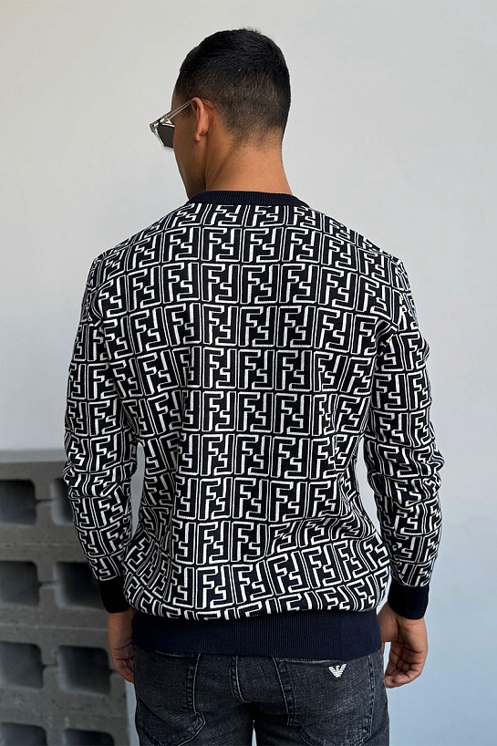 Тёмно-синий джемпер Fendi FF Monogram