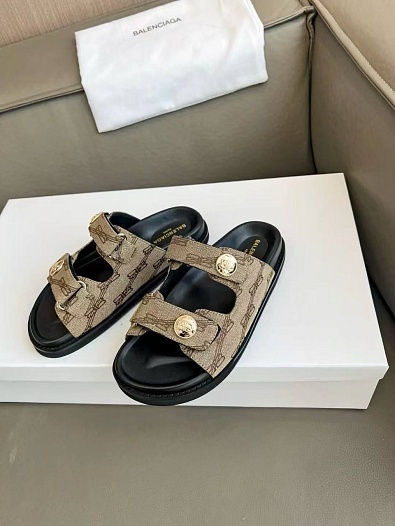 Женские шлёпанцы Balenciaga Jacquard Premium - Brown   