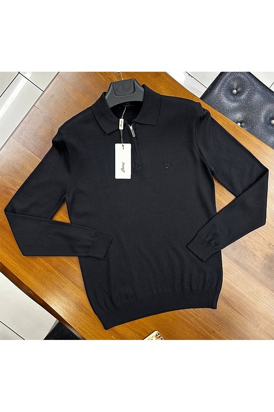 Поло с длинным рукавом Brioni zip-neck - Black