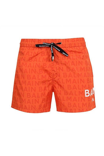 Мужские оранжевые шорты Balmain Paris   
