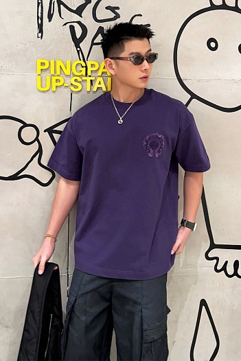Фиолетовая оверсайз футболка Chrome Hearts Premium   