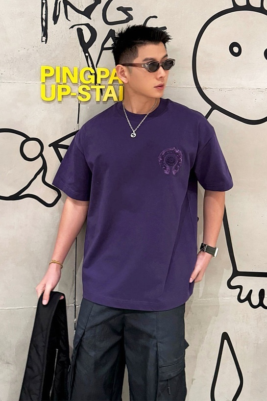 Фиолетовая оверсайз футболка Chrome Hearts Premium