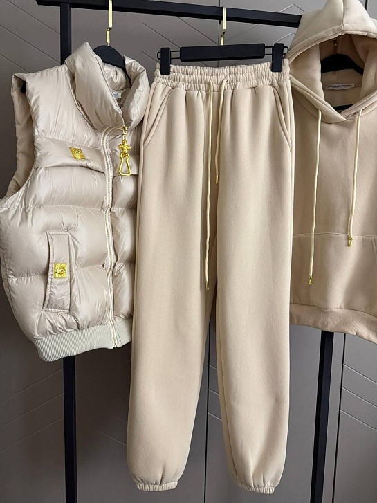 Женский костюм тройка на флисе Schiaparelli Premium - Beige