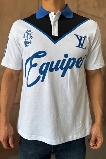 Мужское поло Louis Vuitton Launch The Equipe - White / Blue   