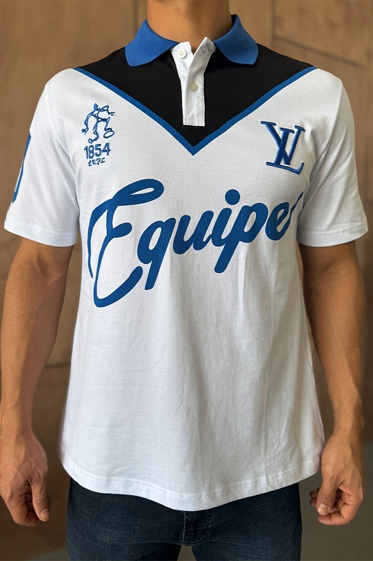 Мужское поло Louis Vuitton Launch The Equipe - White / Blue