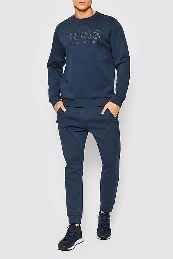 Тёмно-синий мужской свитшот Hugo Boss logo-print   