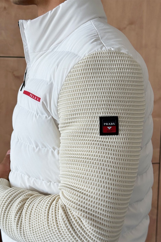 Куртка с вязаными рукавами Prada Linea Rossa - White