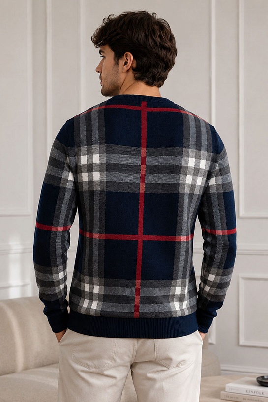 Мужская синяя кофта Burberry check pattern