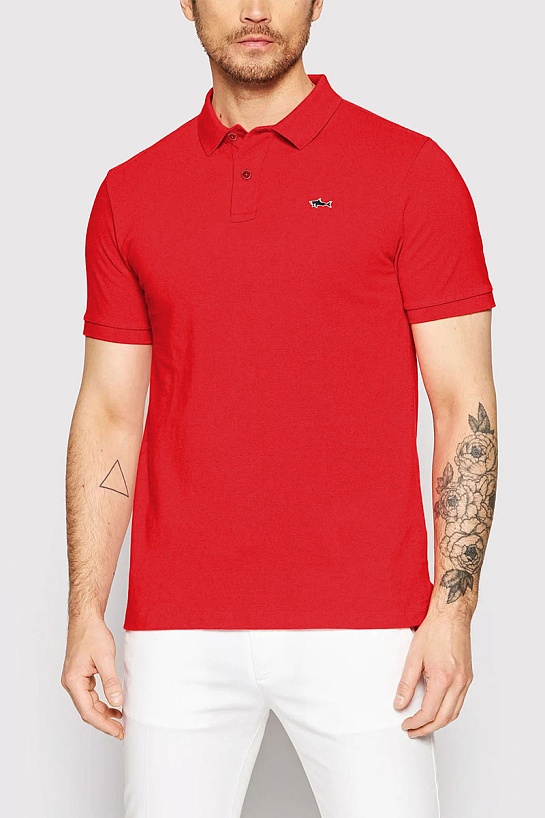 Красное поло Paul & Shark logo-embroidered