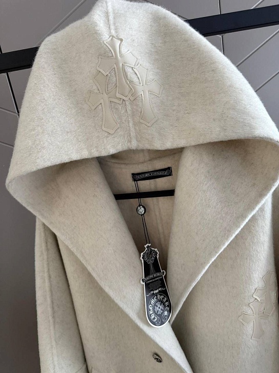 Женское пальто с капюшоном Chrome Hearts premium - Beige