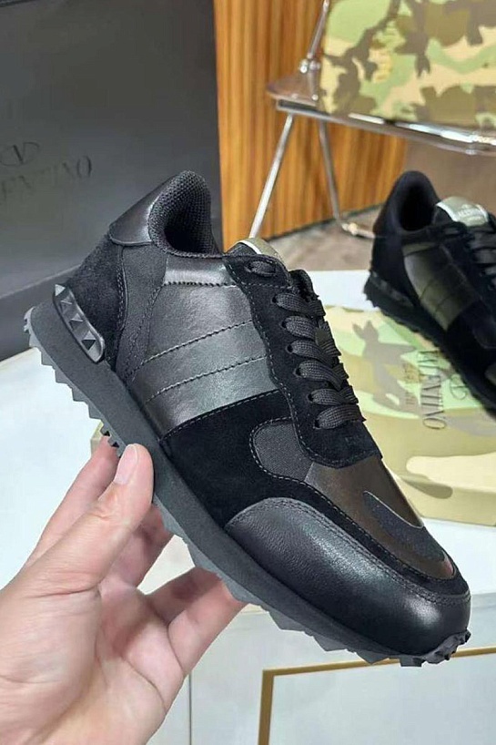 Комбинированные кроссовки Valentino Rockrunner - Black