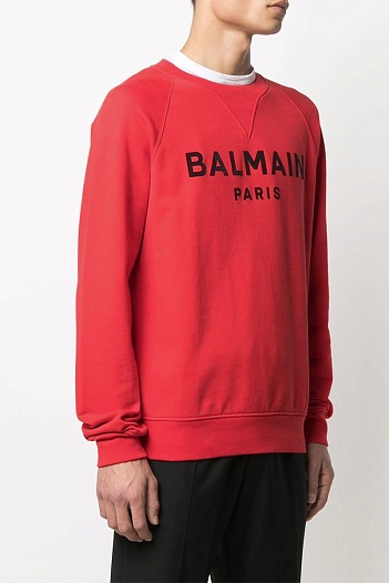 Мужской красный свитшот Balmain Paris logo-print   