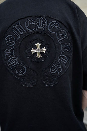 Чёрная оверсайз футболка Chrome Hearts Premium   