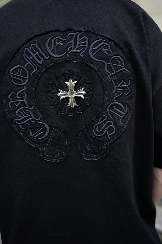 Чёрная оверсайз футболка Chrome Hearts Premium