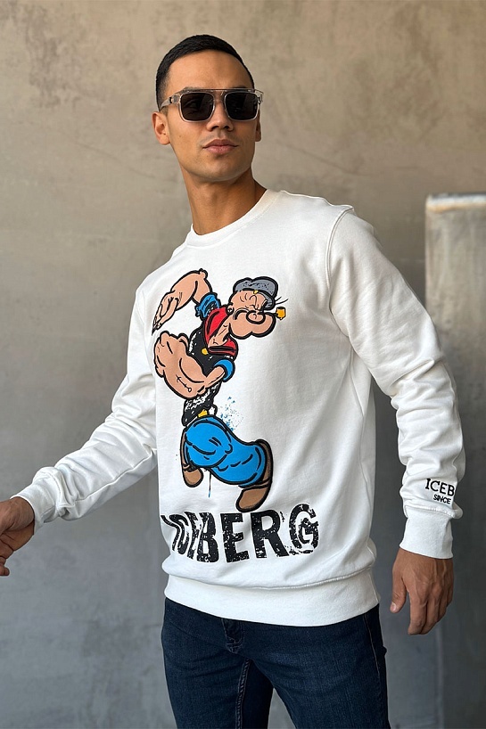 Свитшот белого цвета Iceberg Popeye