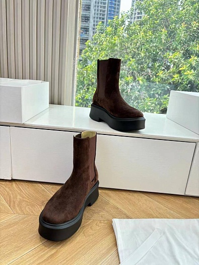 Женские замшевые сапоги The Row premium - Brown   