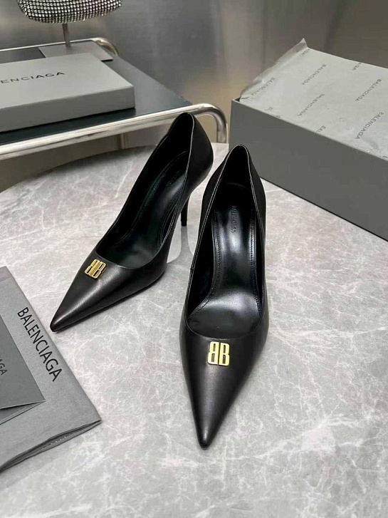 Женские кожаные туфли на каблуке Balenciaga premium