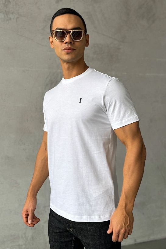Мужская футболка Yves Saint Laurent logo-embroidered - White