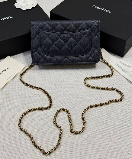 Кожаная сумка Chanel Wallet on Chain premium 19x12x4 см   