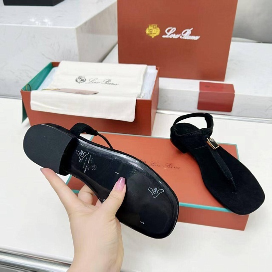 Женские замшевые сандалии Loro Piana Premium - Black