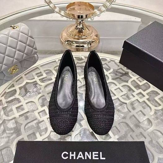 Женские балетки Chanel Premium - Black   